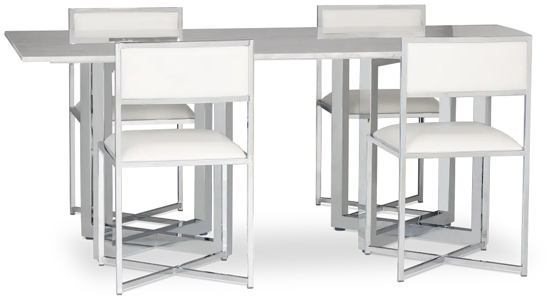 Amalfi White Marble Rectangular Table & 4 Metal Chairs Amalfi White Marble Rectangular Table & 4 Metal Chairs