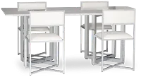 Amalfi White Marble Rectangular Table & 4 Metal Chairs