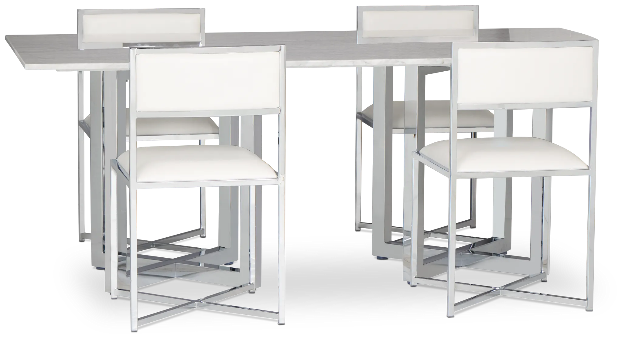 Amalfi White Marble Rectangular Table & 4 Metal Chairs