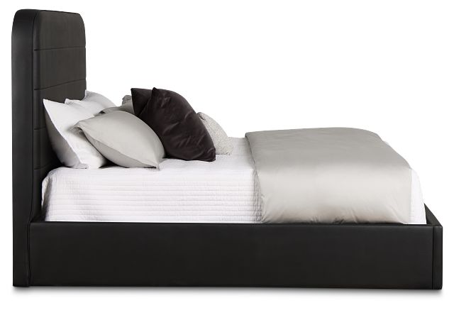 Doral Black Curved Upholstered Platform Bed