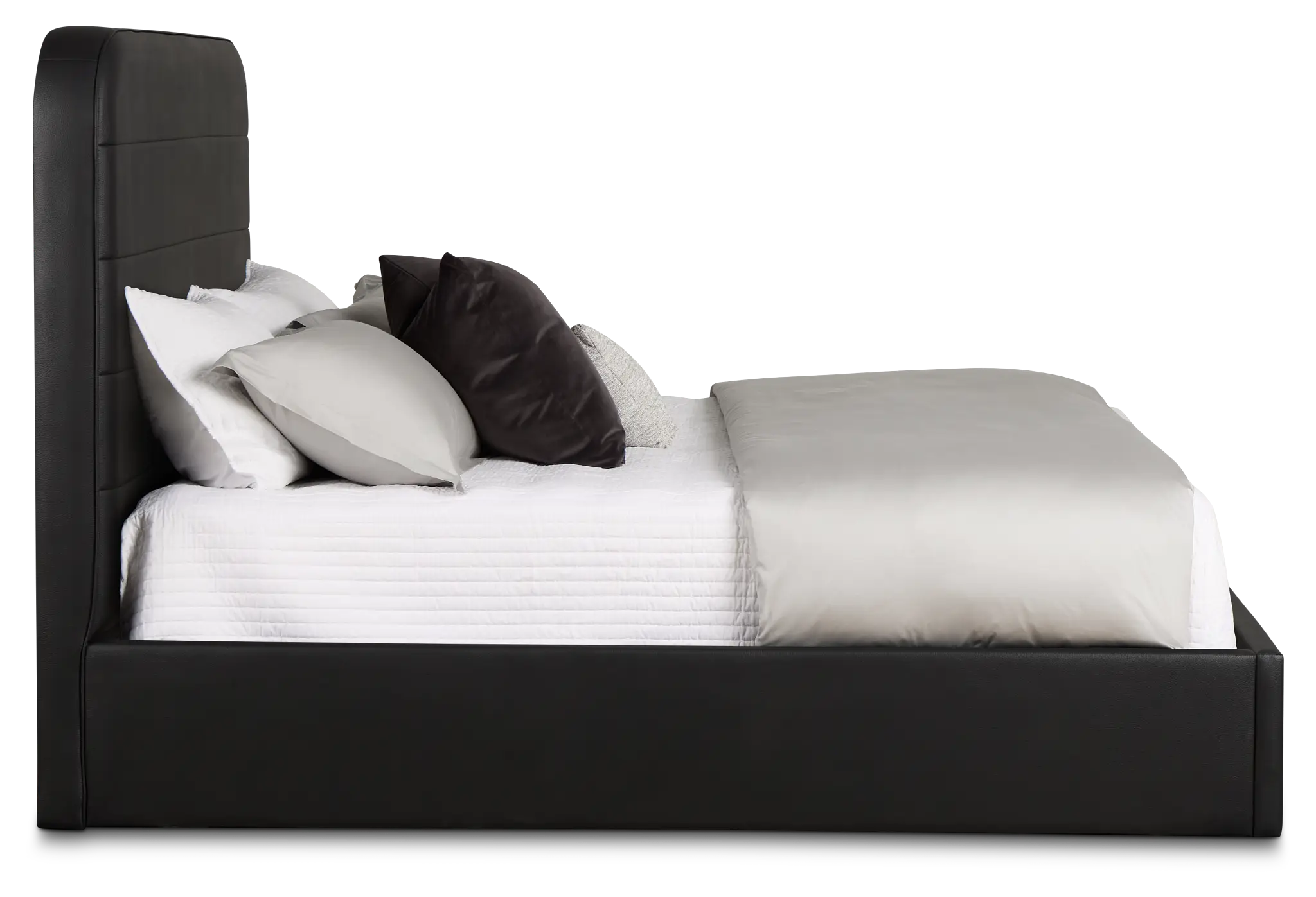 Doral Black Curved Upholstered Platform Bed Doral Black Curved Upholstered Platform Bed