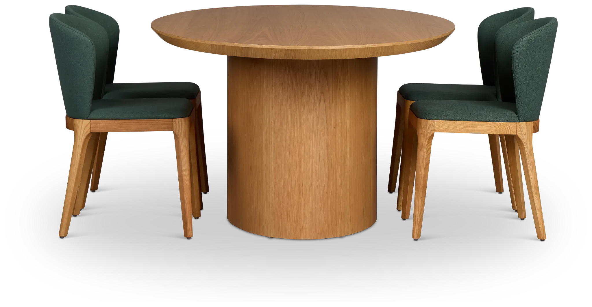 Nomad Light Tone 94" Oval Table & 4 Dark Green Chairs W/ Light Tone Leg