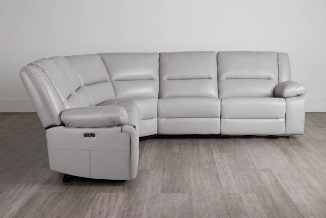 Peyton Light Gray Lthr/vinyl Small Two-arm Power Reclining Sectional