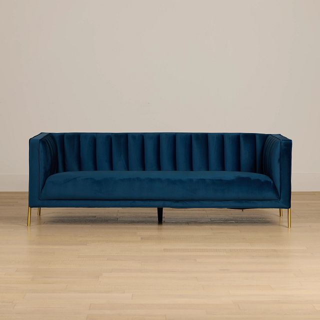 Bella Dark Blue Velvet Sofa