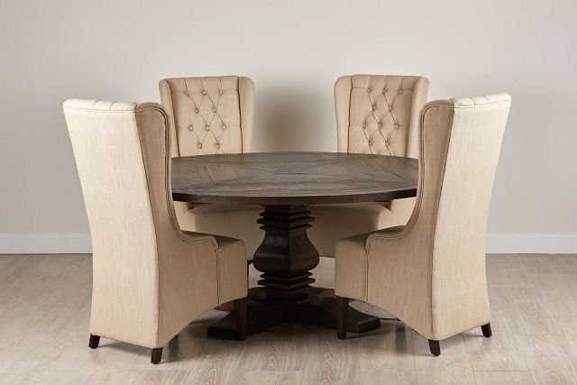 Hadlow Mid Tone 72 Round Table 4, How Many Chairs Can You Fit Around A 72 Round Table