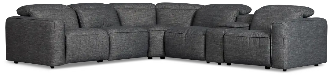 Ryland Dark Gray Fabric Medium Dual Power 2-arm Reclining Sectional Ryland Dark Gray Fabric Medium Dual Power 2-arm Reclining Sectional