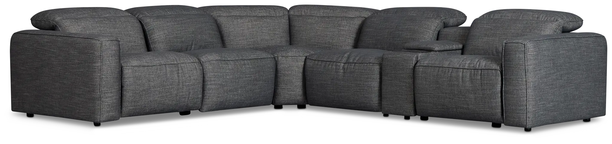 Ryland Dark Gray Fabric Medium Dual Power 2-arm Reclining Sectional Ryland Dark Gray Fabric Medium Dual Power 2-arm Reclining Sectional