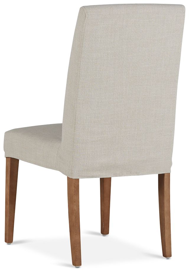 Harbor Light Beige Short Slipcover Chair With Light Tone Leg