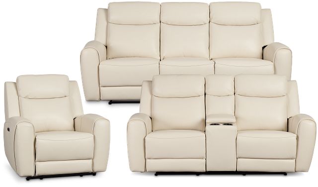Walker Ivory Lthr/vinyl Manually Reclining Living Room