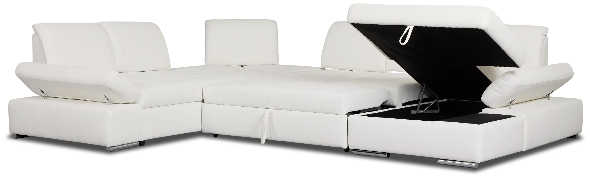 Eden White Lthr/vinyl Medium Right Chaise Sleeper Sectional