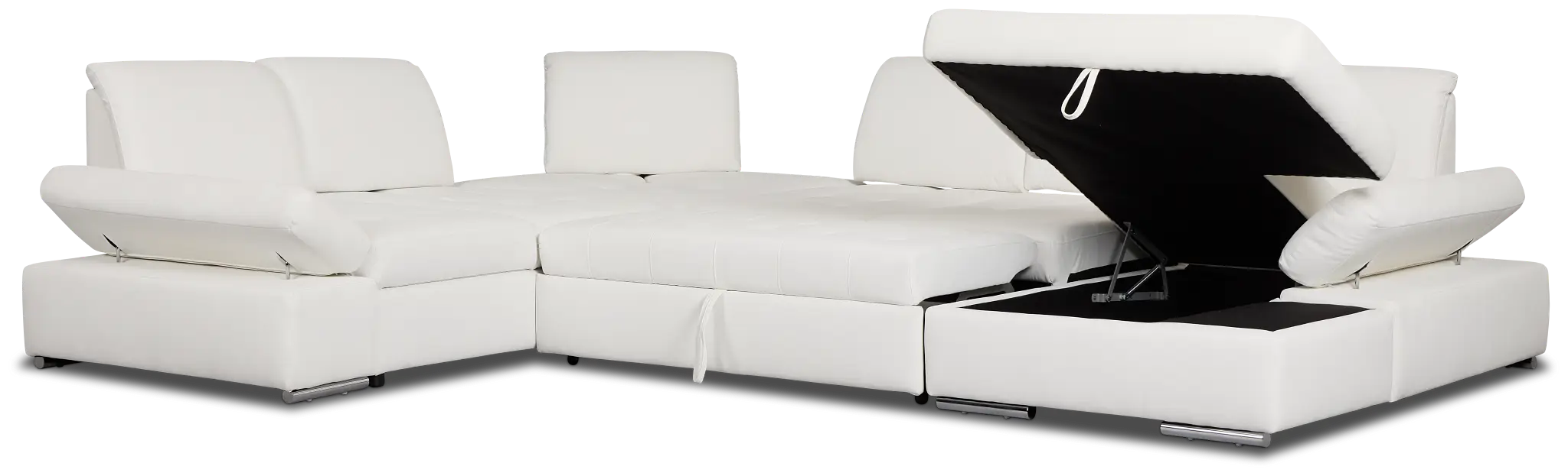 Eden White Lthr/vinyl Medium Right Chaise Sleeper Sectional Eden White Lthr/vinyl Medium Right Chaise Sleeper Sectional