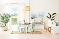 Edgartown Two-tone Round Table & 4 Light Blue Wood Chairs