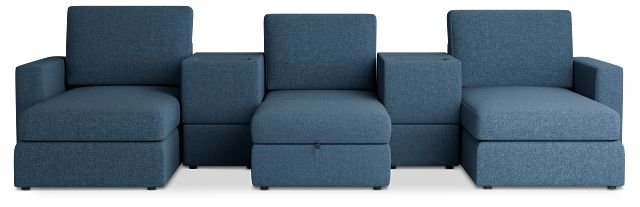 Citymod Blue Fabric 6-piece Home Theater With Storage Consoles