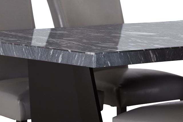 Auburn Dark Gray High Table & 4 Gray Upholstered Barstools