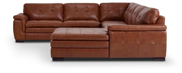 Braden Medium Brown Leather Large Right Chaise Sectional