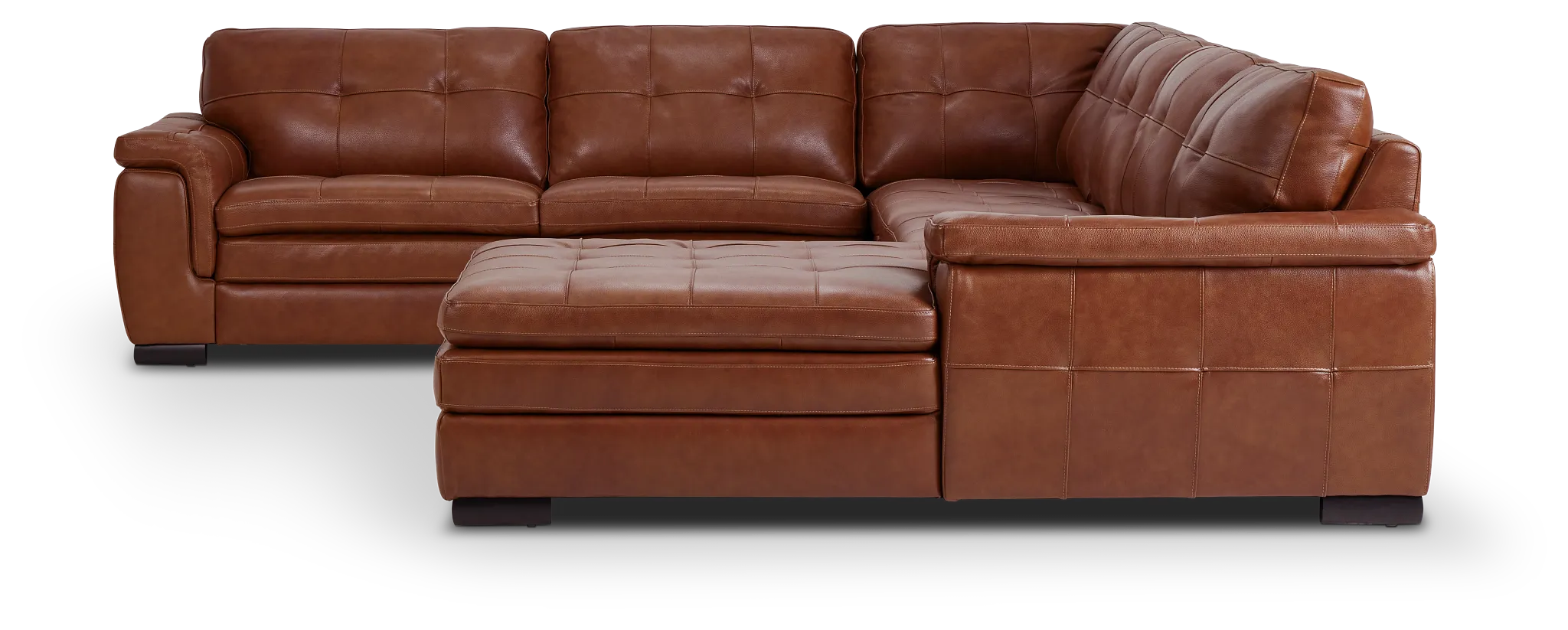 Braden Medium Brown Leather Large Right Chaise Sectional