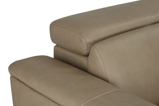 Ainsley Beige Leather Medium Dual Power 2-arm Reclining Sectional