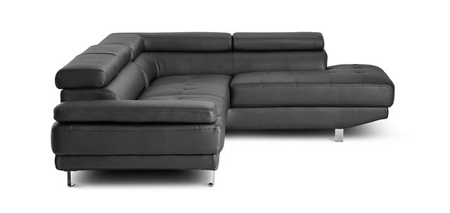Zane Black Micro Right Chaise Sectional (2)