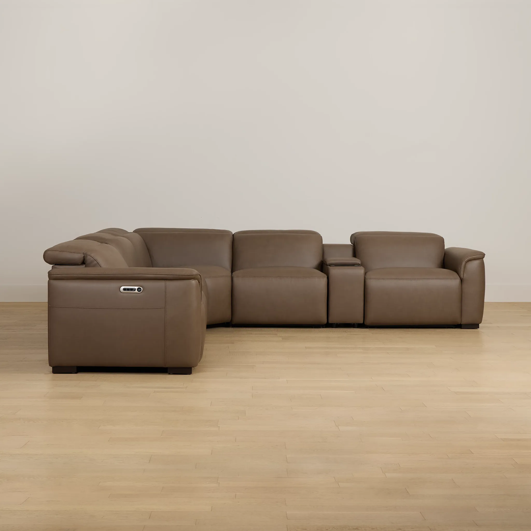 Flexsteel Brodie Dark Brown Lthr/vinyl Large Triple Power Reclining Two-arm Sectional