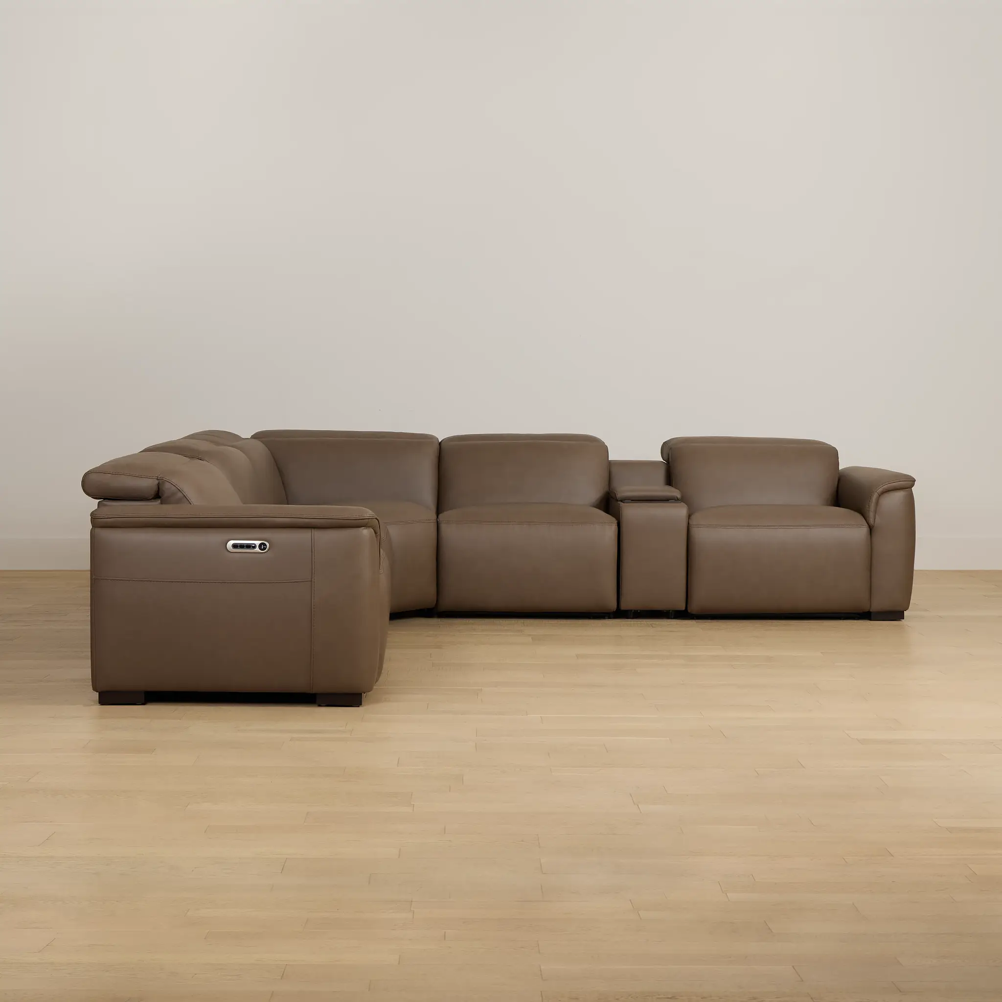Flexsteel Brodie Dark Brown Lthr/vinyl Large Triple Power Reclining Two-arm Sectional Flexsteel Brodie Dark Brown Lthr/vinyl Large Triple Power Reclining Two-arm Sectional