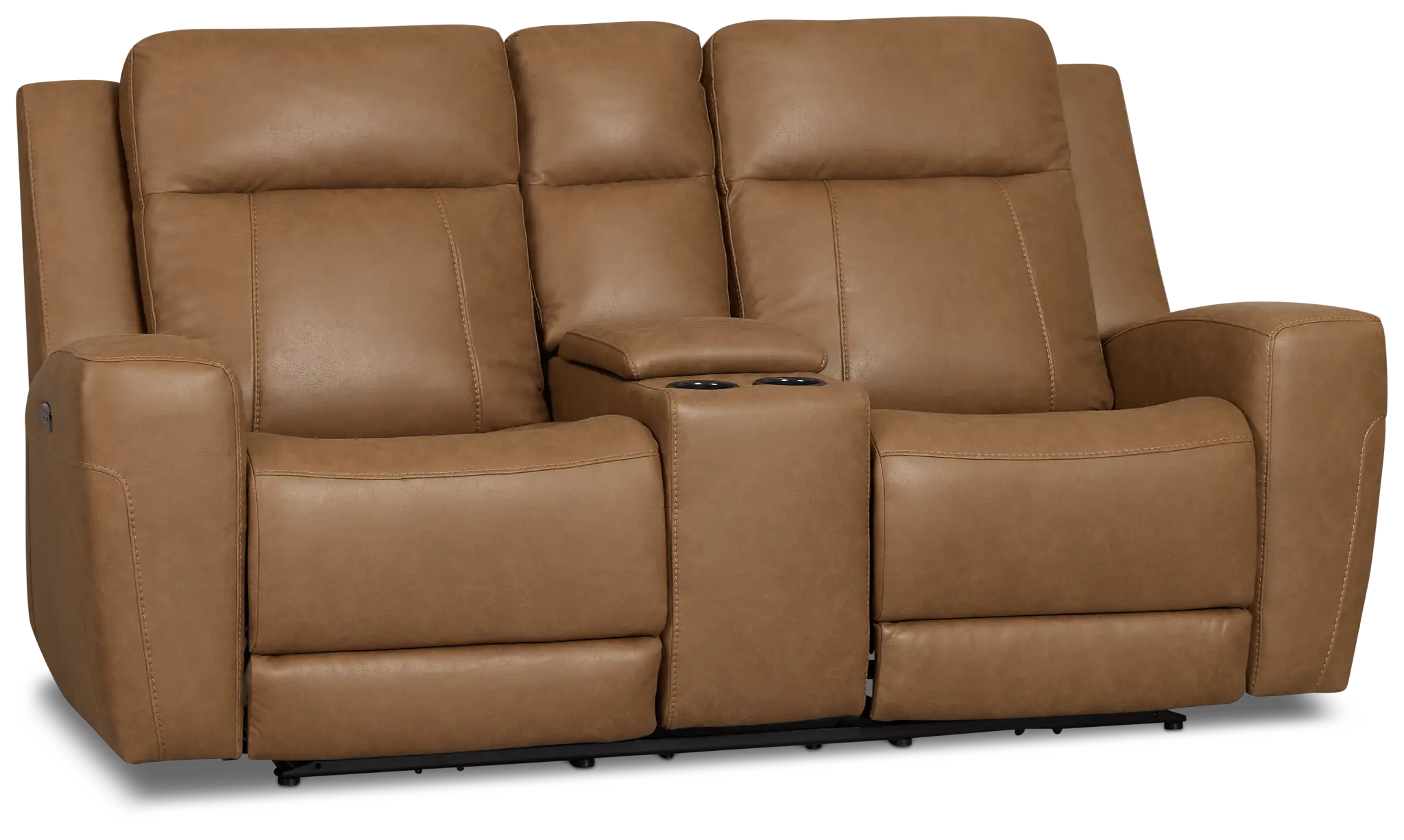 Colton Brown Micro Power Reclining Console Loveseat W/ Power Headrest Colton Brown Micro Power Reclining Console Loveseat W/ Power Headrest