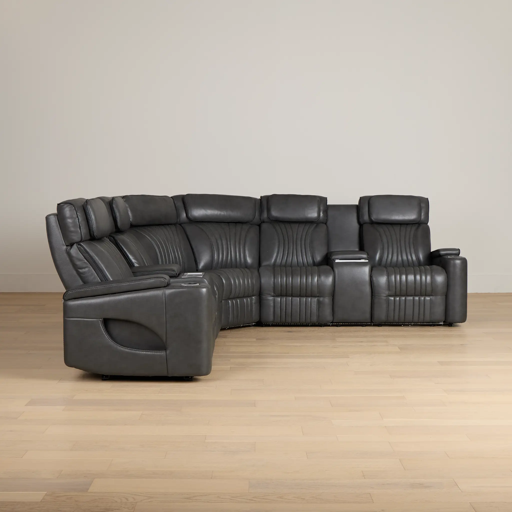 Nova Dark Gray Lthr/vinyl Medium 2-arm Triple Power Massage Sectional Nova Dark Gray Lthr/vinyl Medium 2-arm Triple Power Massage Sectional