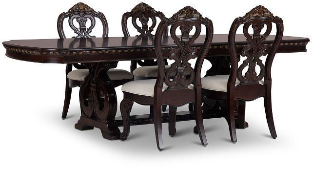 Vigo Dark Tone Rect Table & 4 Wood Chairs