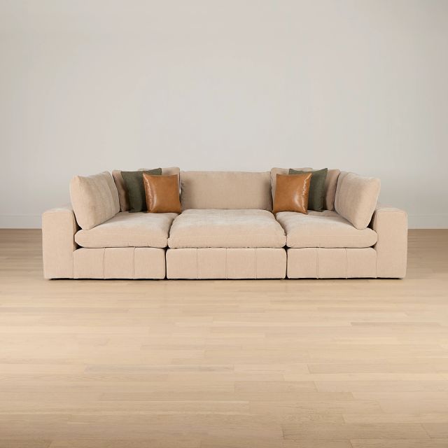 Cruz Light Beige Fabric 6-piece Pit Sectional