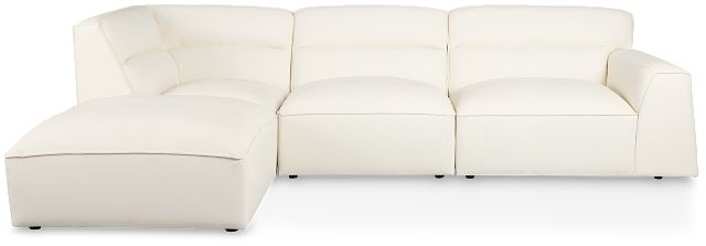 Blanca White Leather 4-piece Bumper Sectional