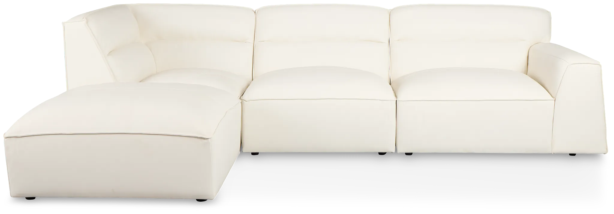 Blanca White Leather 4-piece Bumper Sectional