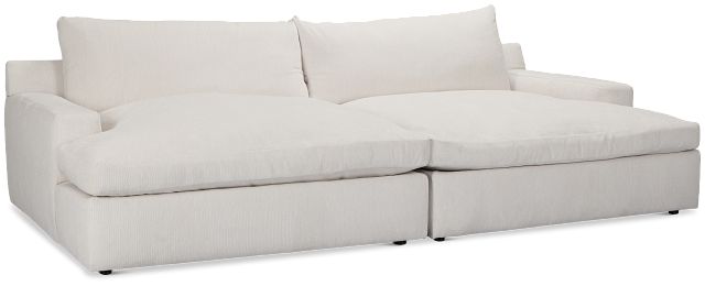 Stella Ivory Fabric Double Chaise Sectional