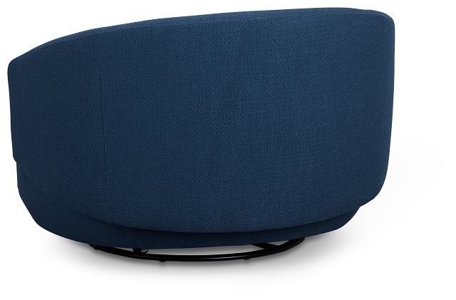 Chrisley Dark Blue Fabric Swivel Accent Chair