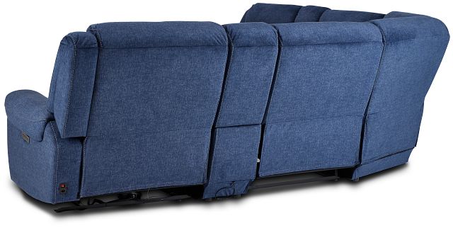 Beckett Dark Blue Micro Large Dual Power Reclining Two-arm Sectional