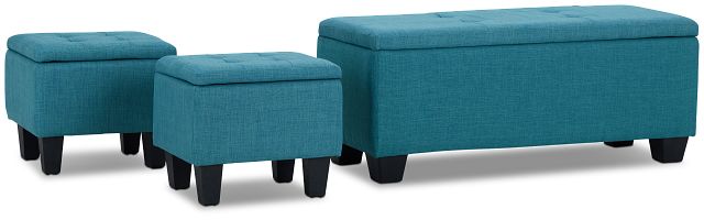 Ethan Teal Set Of 3 Bench