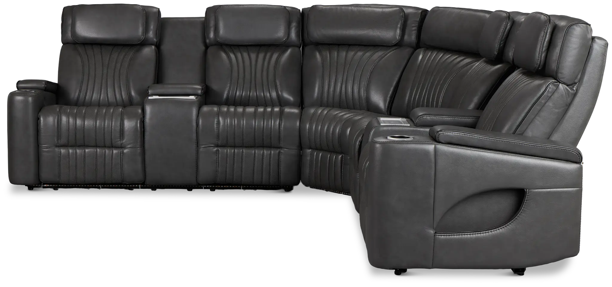 Nova Dark Gray Lthr/vinyl Medium 2-arm Quadruple Power Massage Sectional Nova Dark Gray Lthr/vinyl Medium 2-arm Quadruple Power Massage Sectional