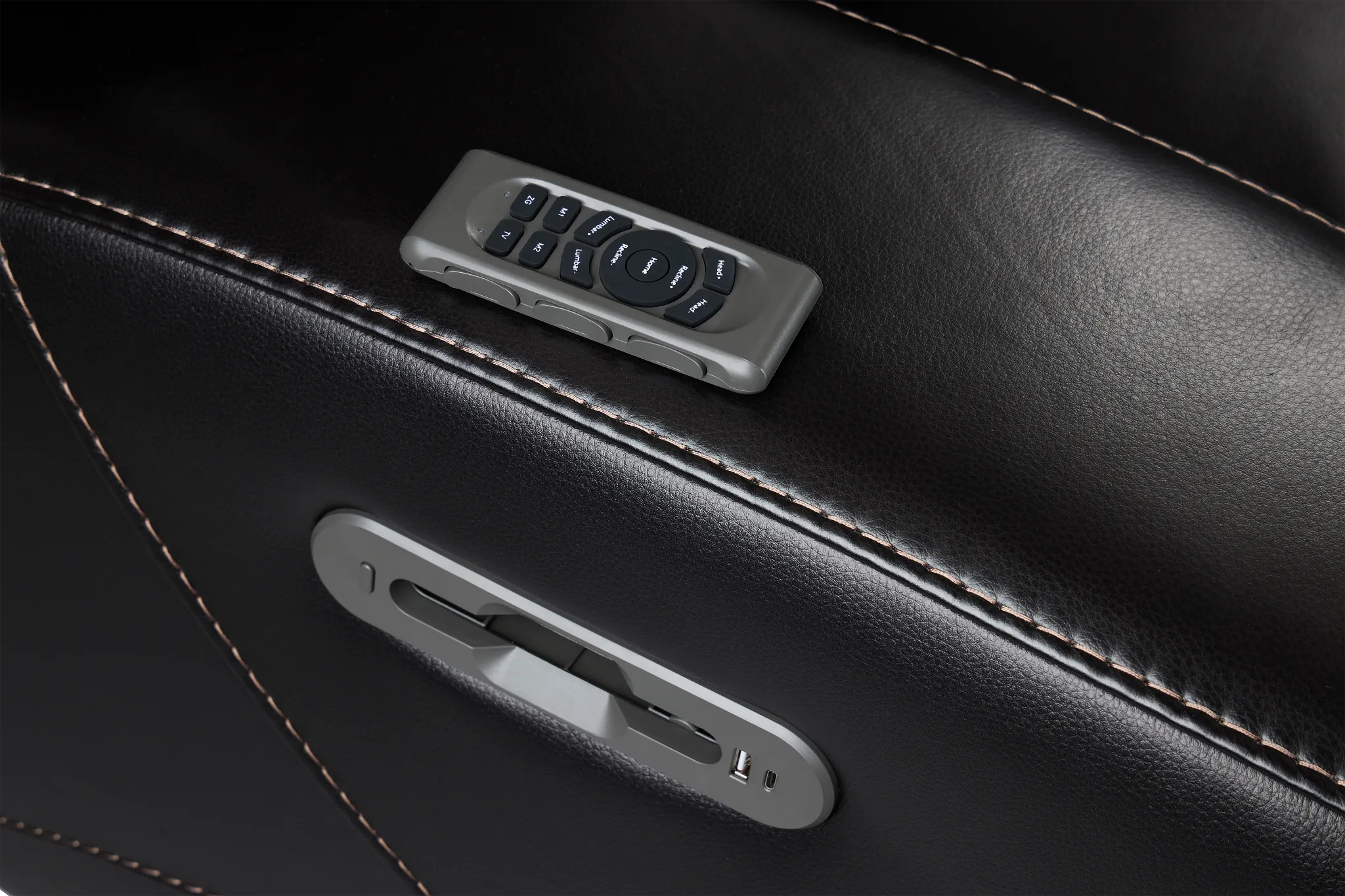 Casey Black Lthr/vinyl Large Triple Power Reclining Two-arm Sectional