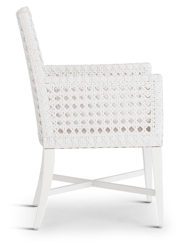 Boca Grande White Woven Arm Chair
