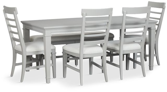 Cape Cod Gray Rect Table, 4 Chairs & Bench
