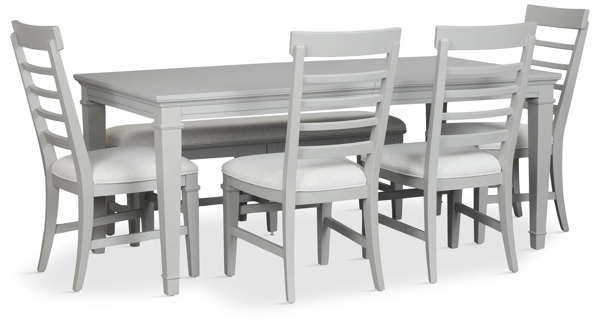 Cape Cod Gray Rect Table, 4 Chairs & Bench