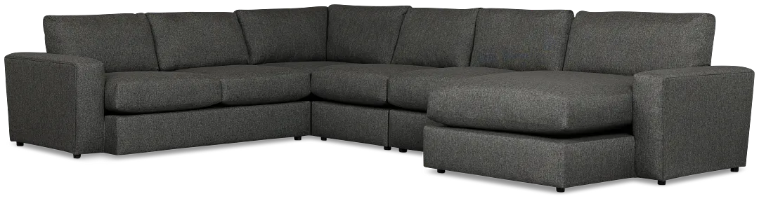 Brantley Dark Gray Fabric Large Right Chaise Sectional