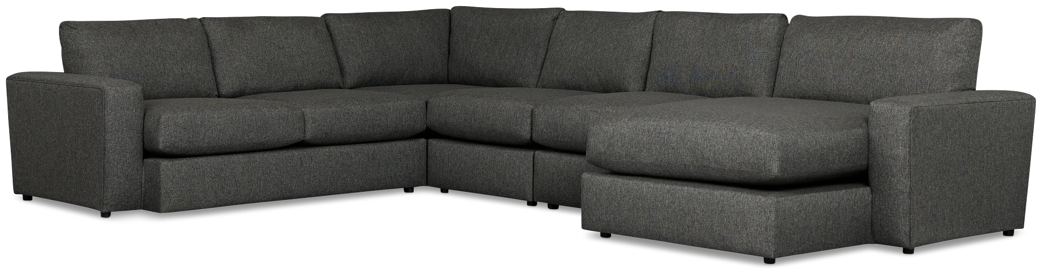 Brantley Dark Gray Fabric Large Right Chaise Sectional
