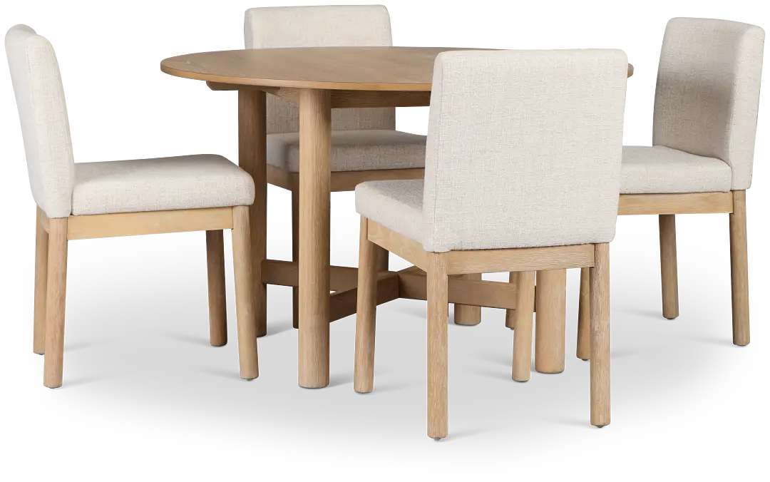 Taylor Light Tone Round Table & 4 Upholstered Chairs Taylor Light Tone Round Table & 4 Upholstered Chairs