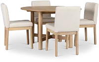 Taylor Light Tone Round Table & 4 Upholstered Chairs