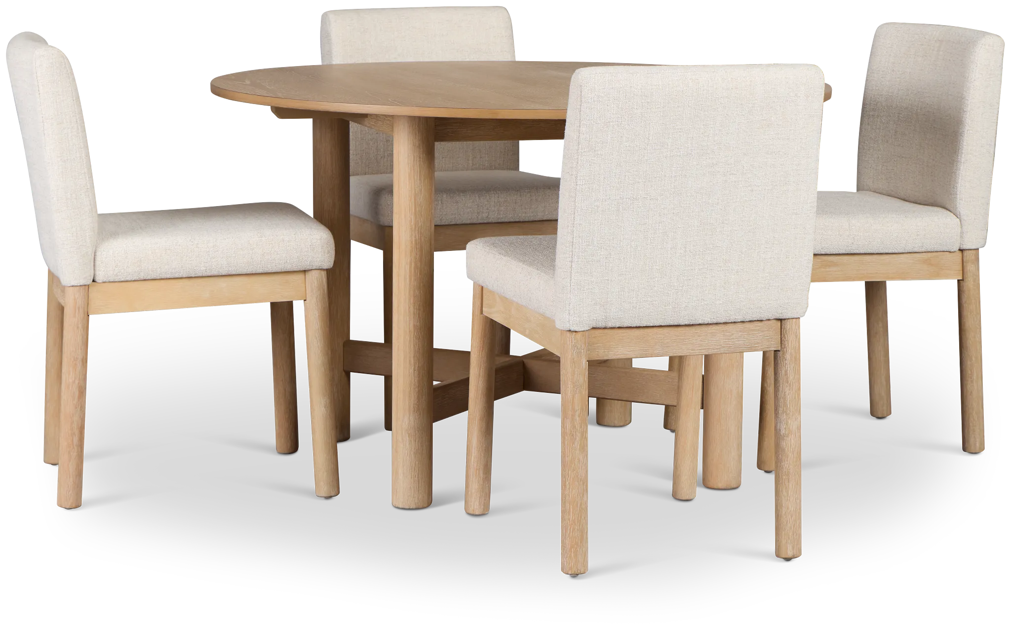 Taylor Light Tone Round Table & 4 Upholstered Chairs