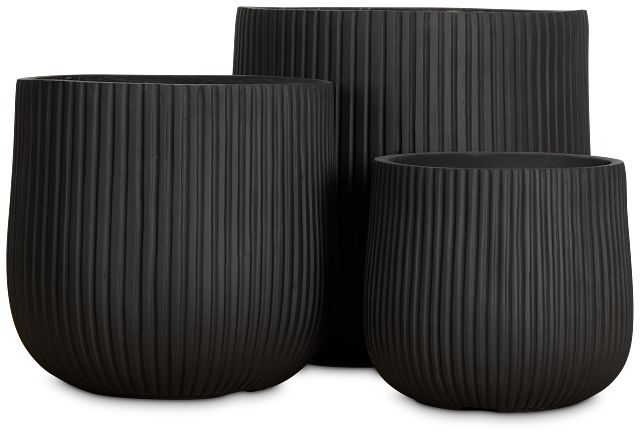 Rosalyn Black Set Of 3 Planter