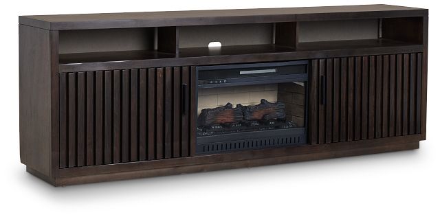 Ithaca Dark Tone 84" Tv Stand With Fireplace Insert (2)
