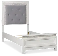 Alessandria White Uph Panel Bed With Lights