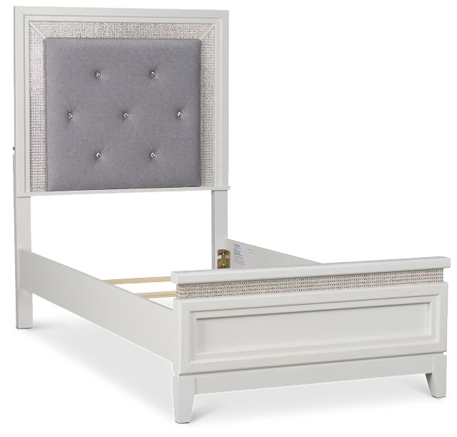 Alessandria White Uph Panel Bed With Lights
