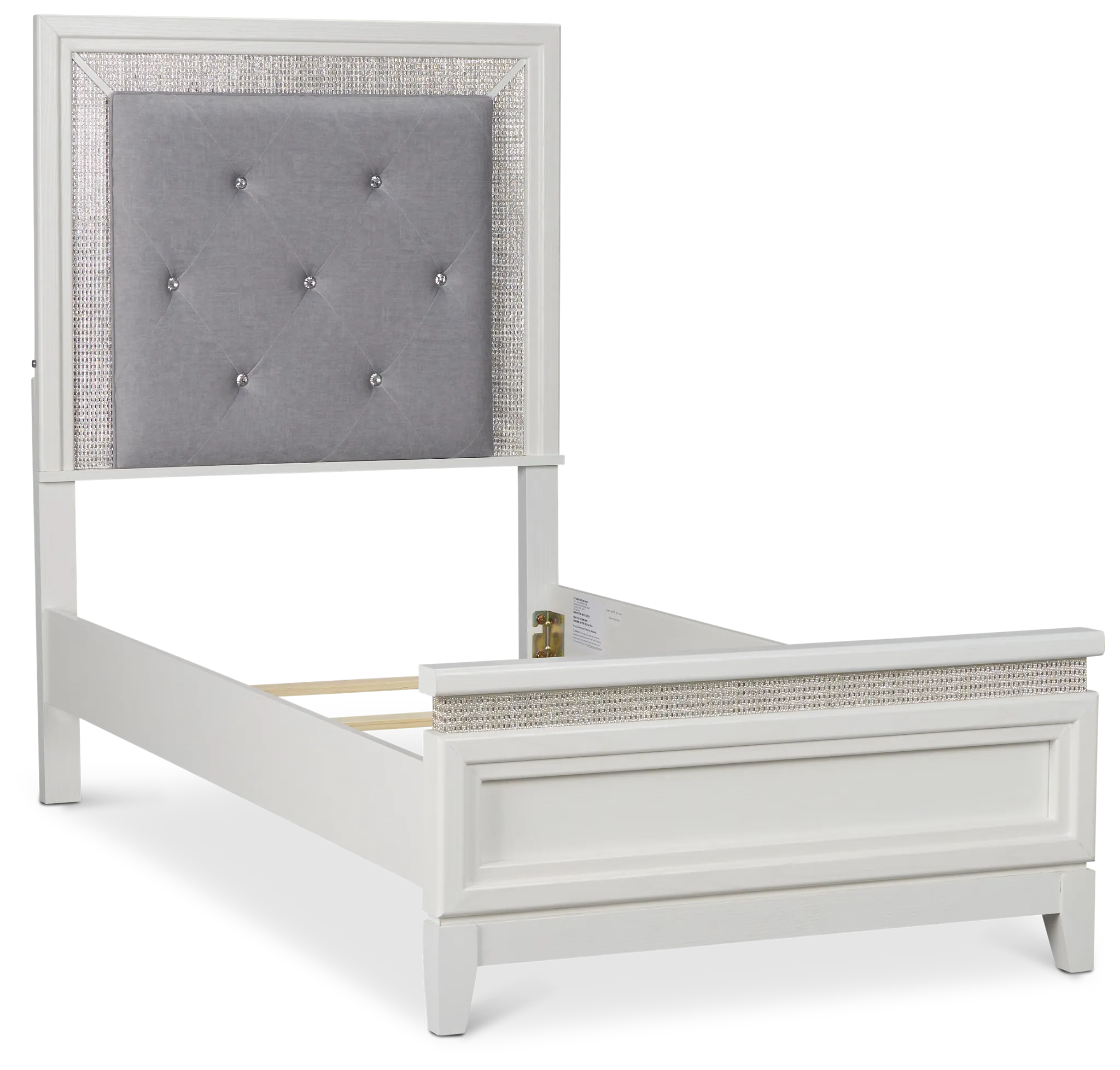Alessandria White Uph Panel Bed With Lights