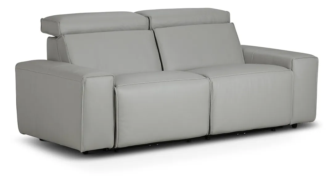 Carmelo Gray Leather Power Reclining Sofa